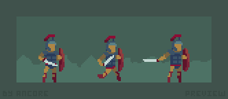 Pixel-art legionnaire animations by JustCore